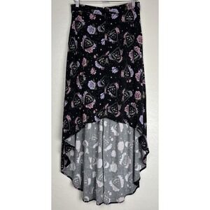 Hot Topic Ouija Planchette‎ Button-Front Hi-Low Maxi Skirt L Black Purple 2027